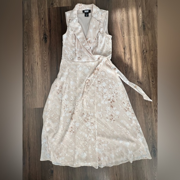 DKNY - Women's Printed Chiffon Side-Tie Midi Dress - Size 6 - Picture 6 of 8